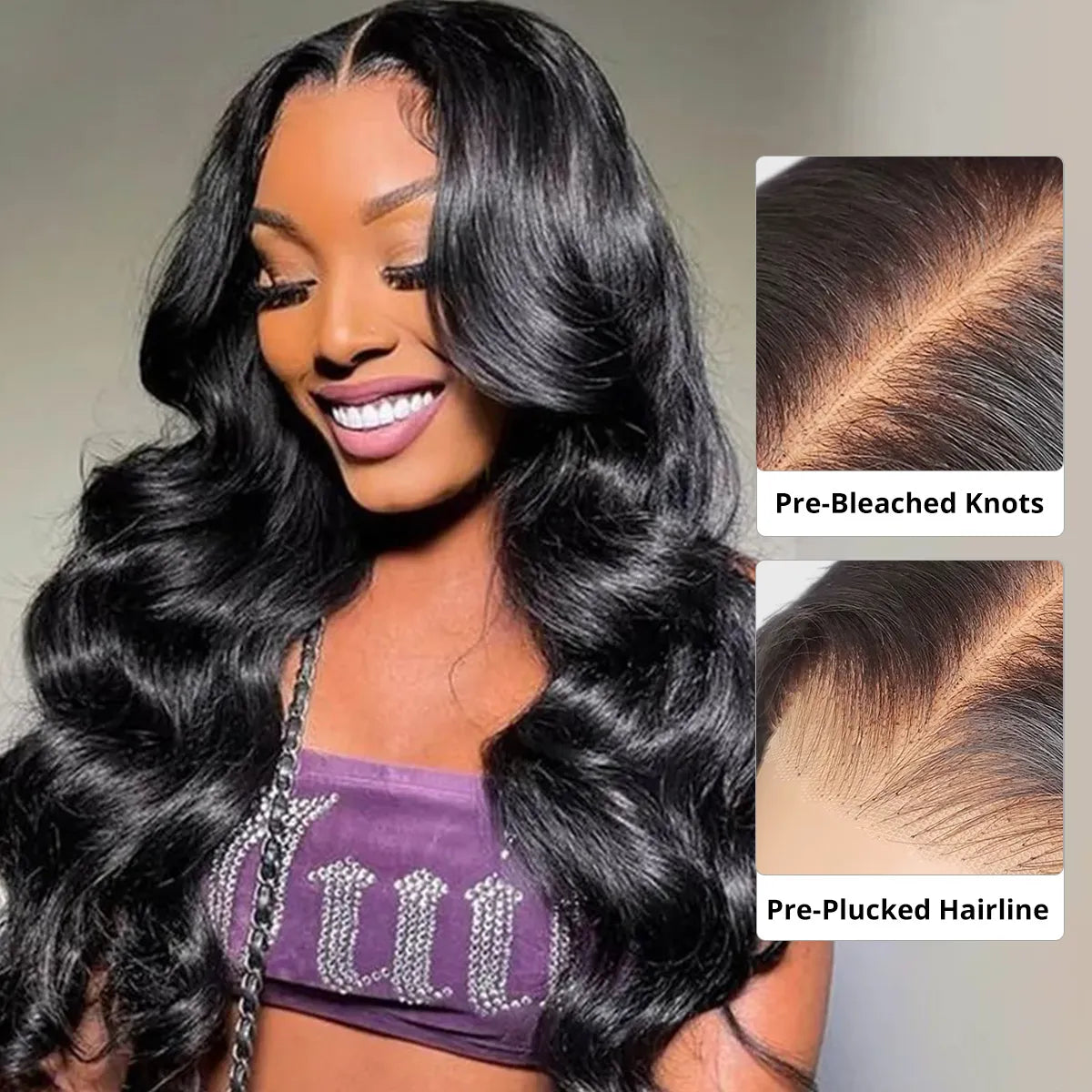 13x4 Full Frontal HD Lace Wigs Pre-Bleached Knots Glueless Body Wave Human Hair Wigs