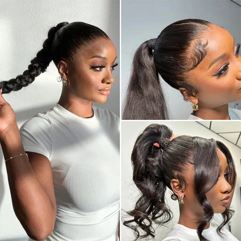 New Invisi-Drawstring Snug Fit 360 Lace Frontal Wigs Body Wave Human Hair With Bleached Knots