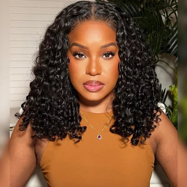 Bouncy Water Wave V Part Bob Wig No Glue Needed Easy Install