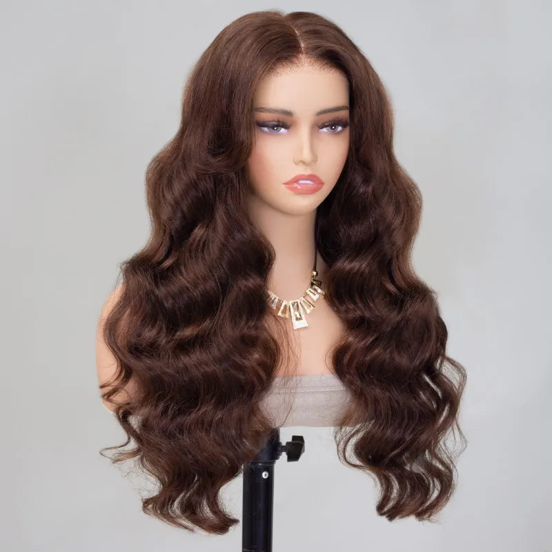 Glueless Dark Brown Pre-Cut 6x5 Lace Wig Wear & Go Body Wave / Straight