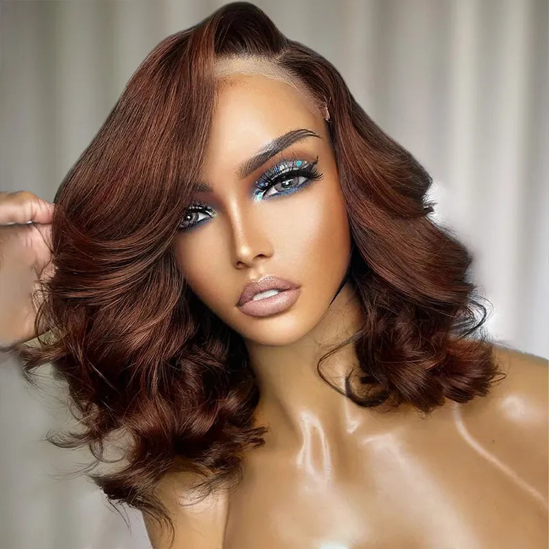 Wear Go Glueless Loose Body Wave Pre-Cut 6x5 Lace Bob Wig Dark Brown/Reddish Brown/99j Color