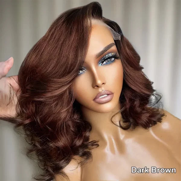 Wear Go Glueless Loose Body Wave Pre-Cut 6x5 Lace Bob Wig Dark Brown/Reddish Brown/99j Color