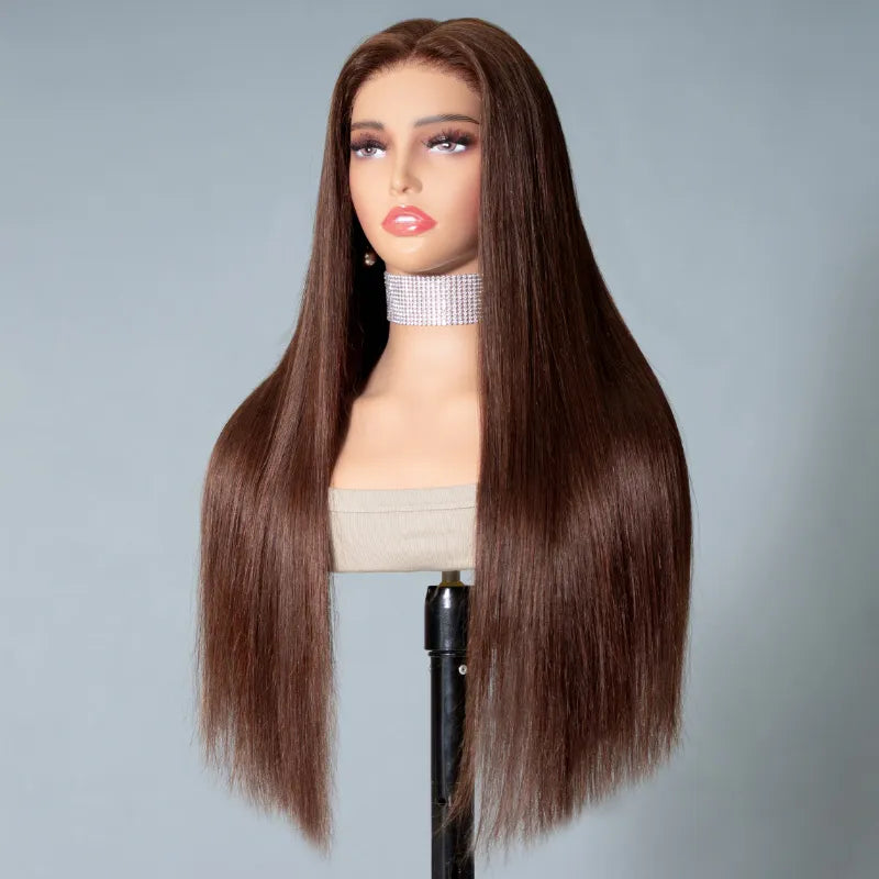 Glueless Dark Brown Pre-Cut 6x5 Lace Wig Wear & Go Body Wave / Straight