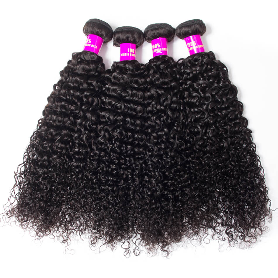 Curlymuse Brazilian Curly Human Hair Weft With Frontal 100% Human Hair 4 Bundles With Frontal Brazilian Virgin Hair