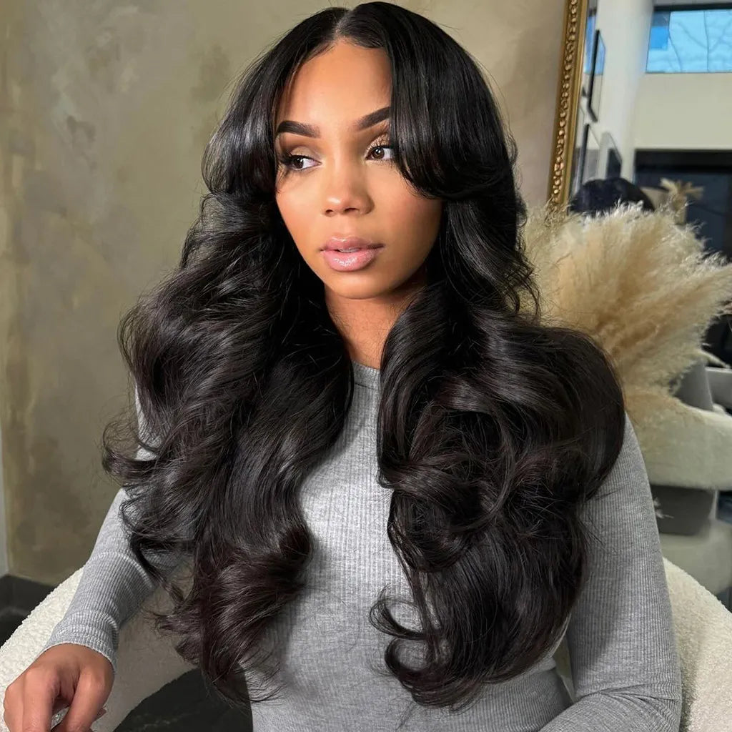 Face-Framing Curtain Bangs Body Wave Glueless 6x5 Pre-Cut HD Lace Wig Human Hair Wig With Layers