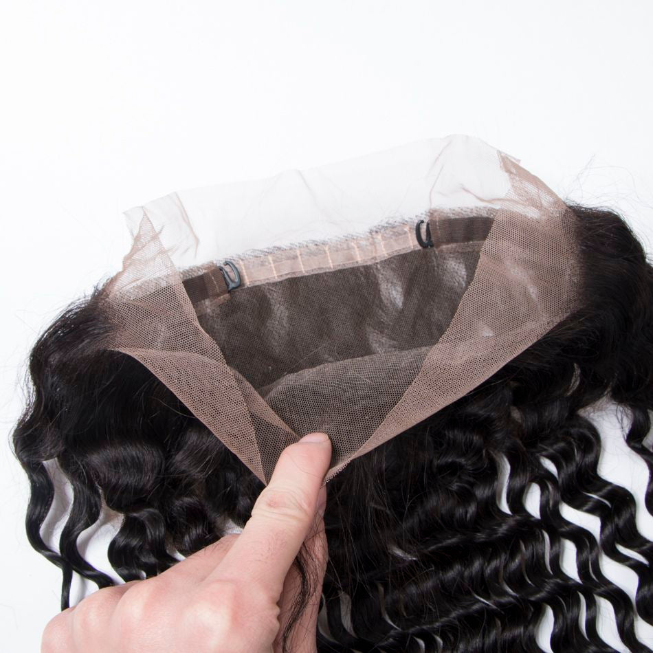 Brazilian Deep Wave Bundles with 360 Frontal for Full Head Virgin Human Hair