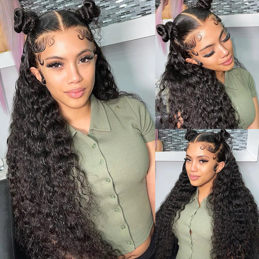Deep Wave Invisi-Drawstring Snug Fit 360 Lace Frontal Wigs Pre-Bleached Knots Plucked Hairline