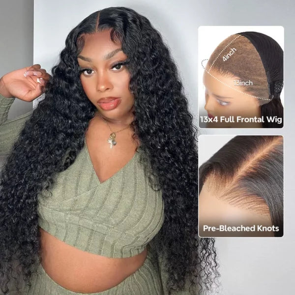Pre-Bleached Knots 13×4 13x6 HD Lace Frontal Wigs Deep Wave Glueless Human Hair Wigs 180%