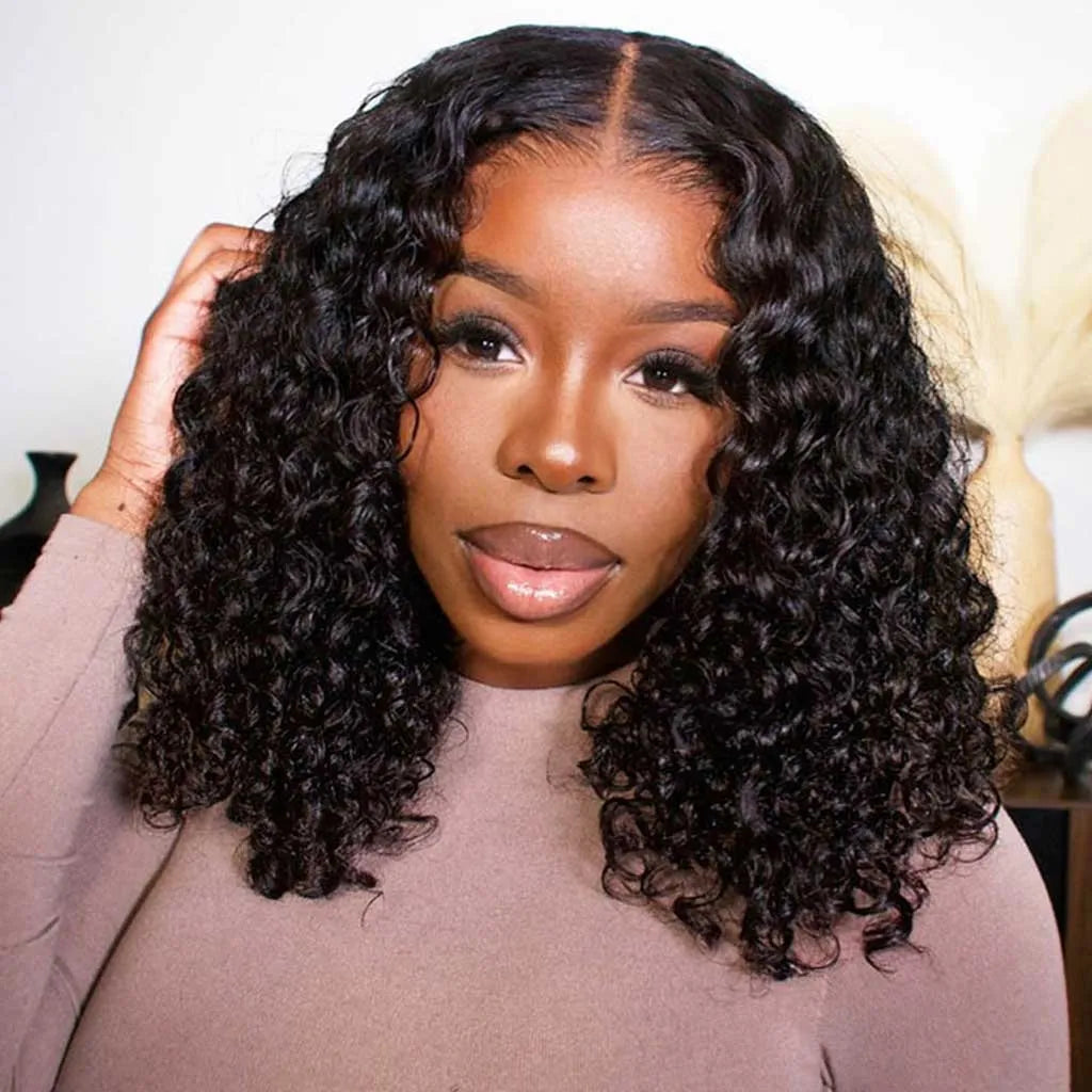 Ready To Go Glueless Deep Wave Bob Wig Pre-Cut 6x5 HD Lace Wig Bleached Knots