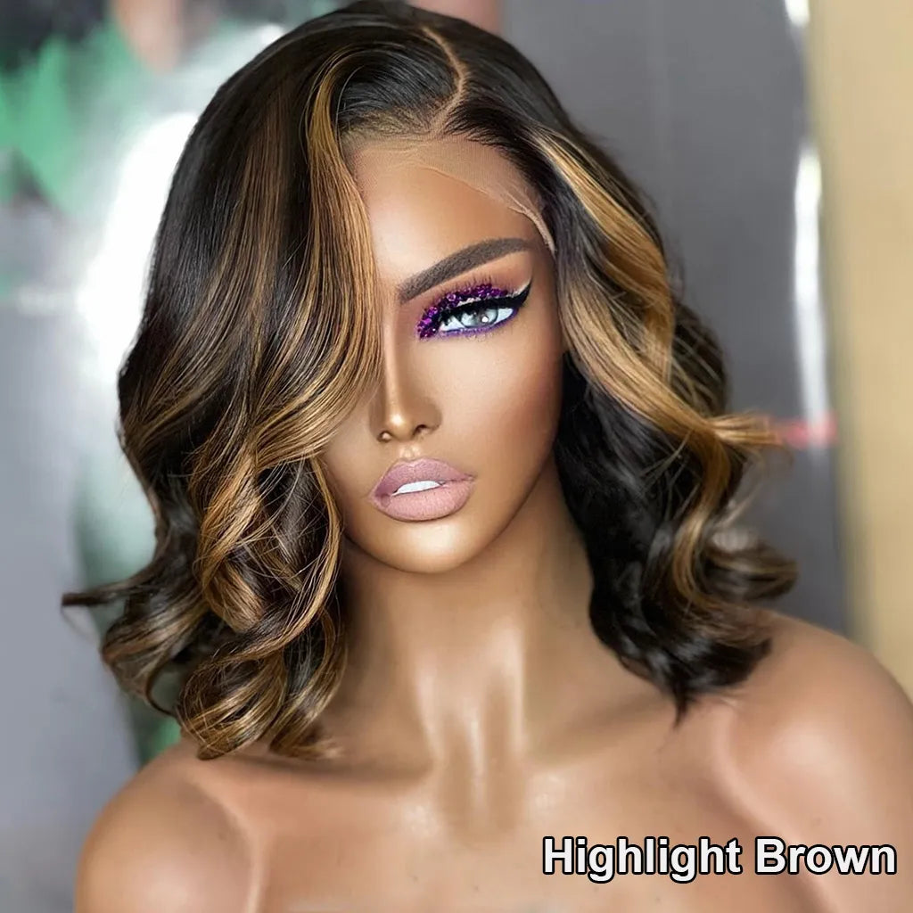 Glueless Highlight Loose Body Wave Bob Wig Pre-Cut 6x5 Lace & Bleached Knots