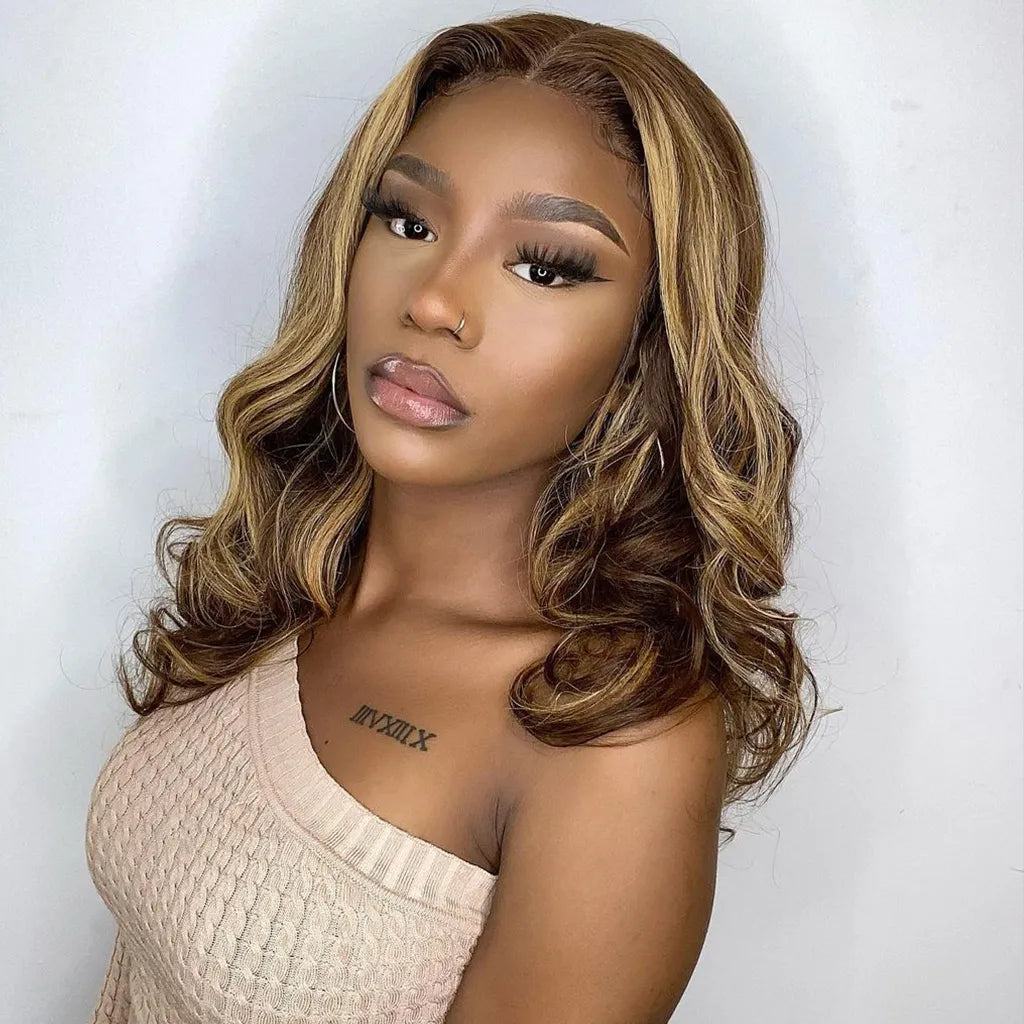 Wear & Go Highlight Loose Body Wave Pre-Cut 6x5 HD Lace Short Bob Wig Pre-Bleached Knots