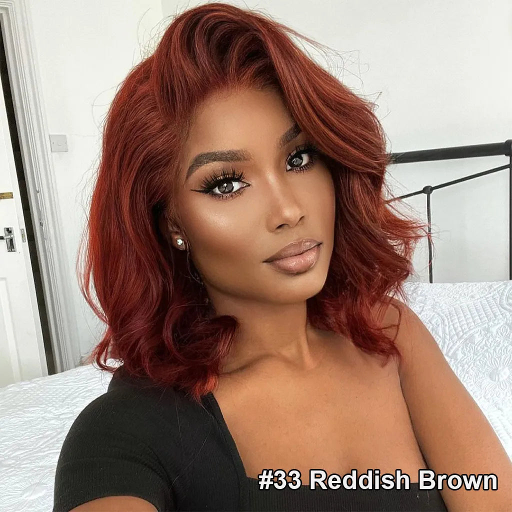 Wear Go Glueless Loose Body Wave Pre-Cut 6x5 Lace Bob Wig Dark Brown/Reddish Brown/99j Color