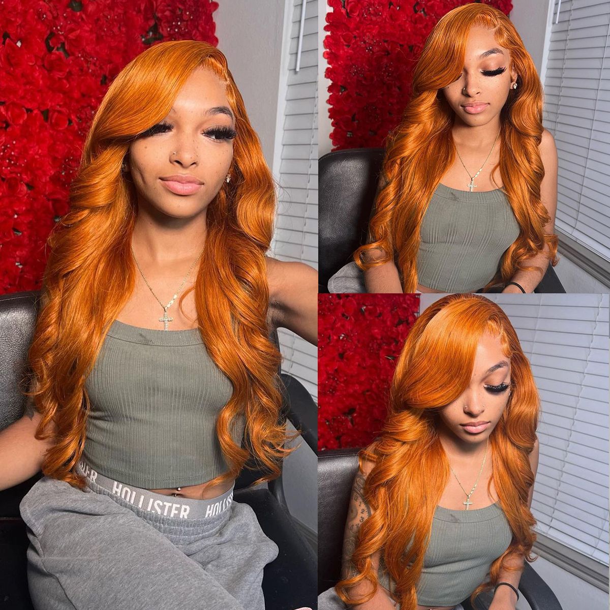 Orange Ginger Body Wave 13x4 HD Lace Front Wig 180% Density