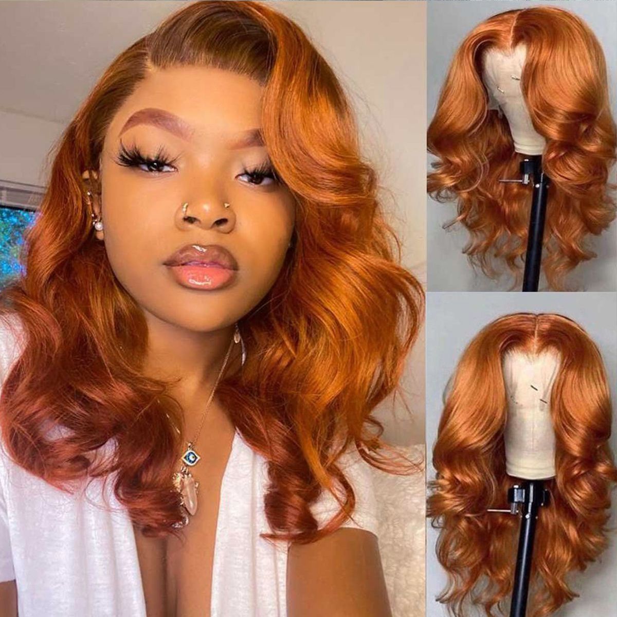 Orange Ginger Body Wave 13x4 HD Lace Front Wig 180% Density
