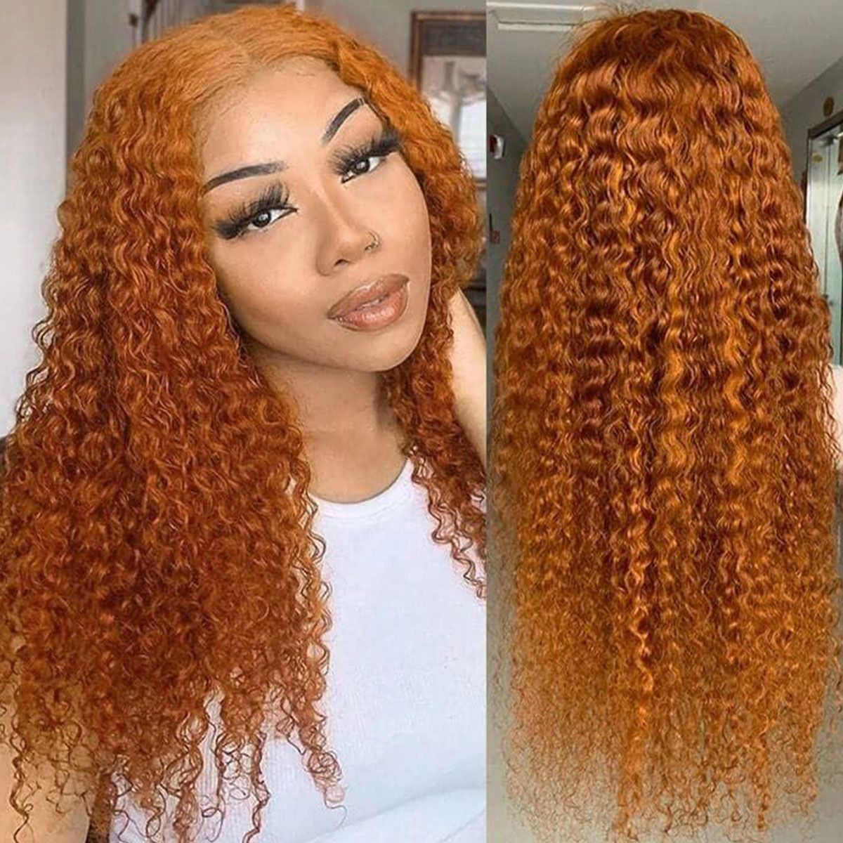 Ginger Curly Wig 13x4 Lace Front Wig Undetectable Lace Human Hair Wig