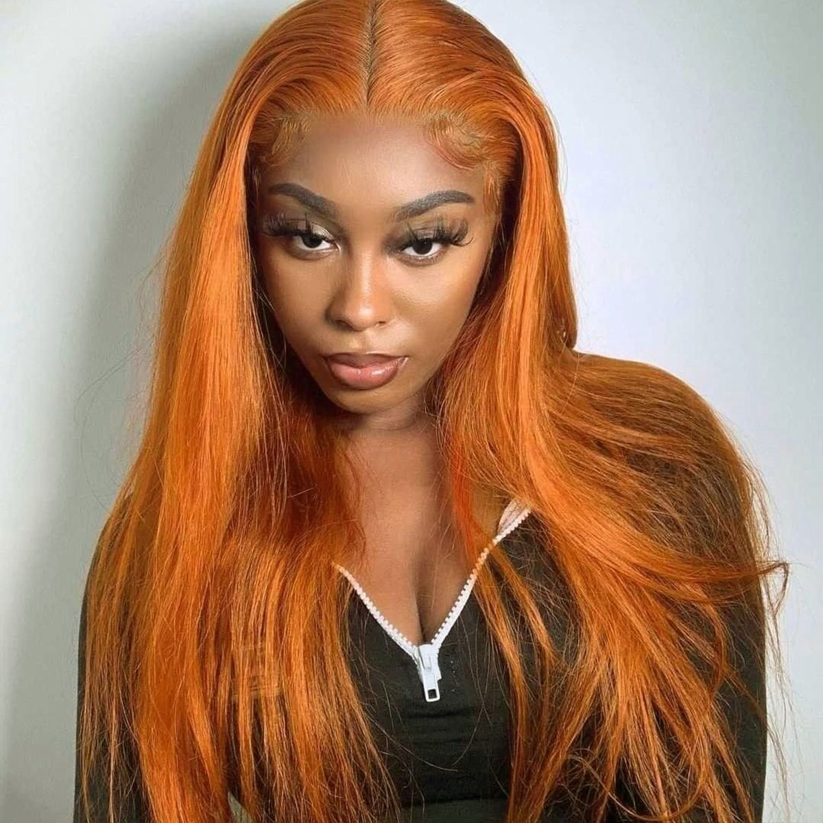 Orange Ginger Color 13x4 HD Lace Front Straight Hair Wig 180% Density