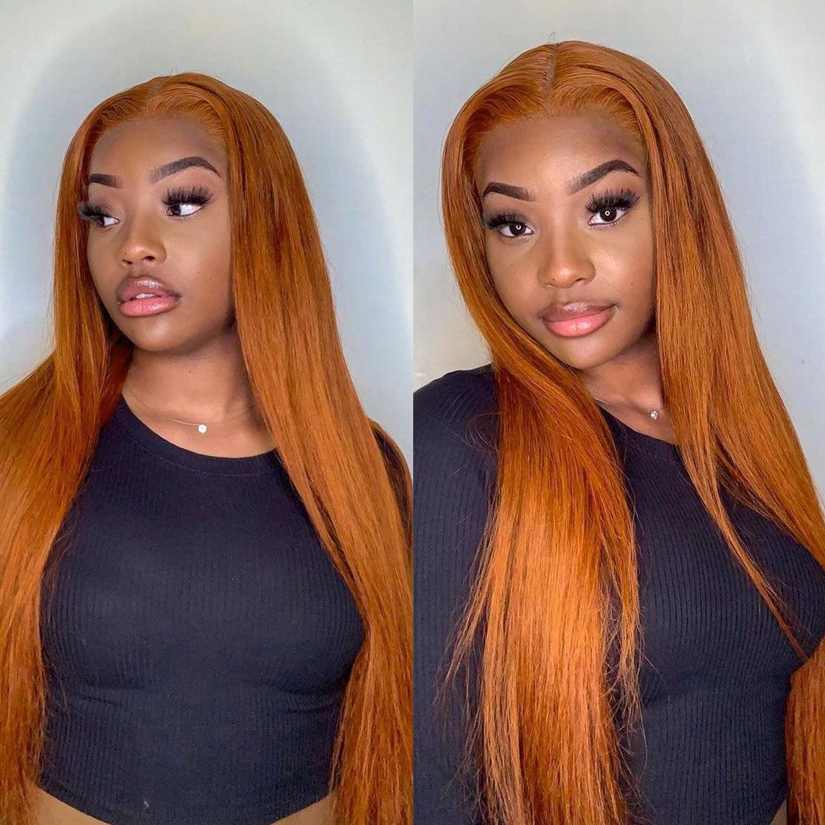Orange Ginger Color 13x4 HD Lace Front Straight Hair Wig 180% Density