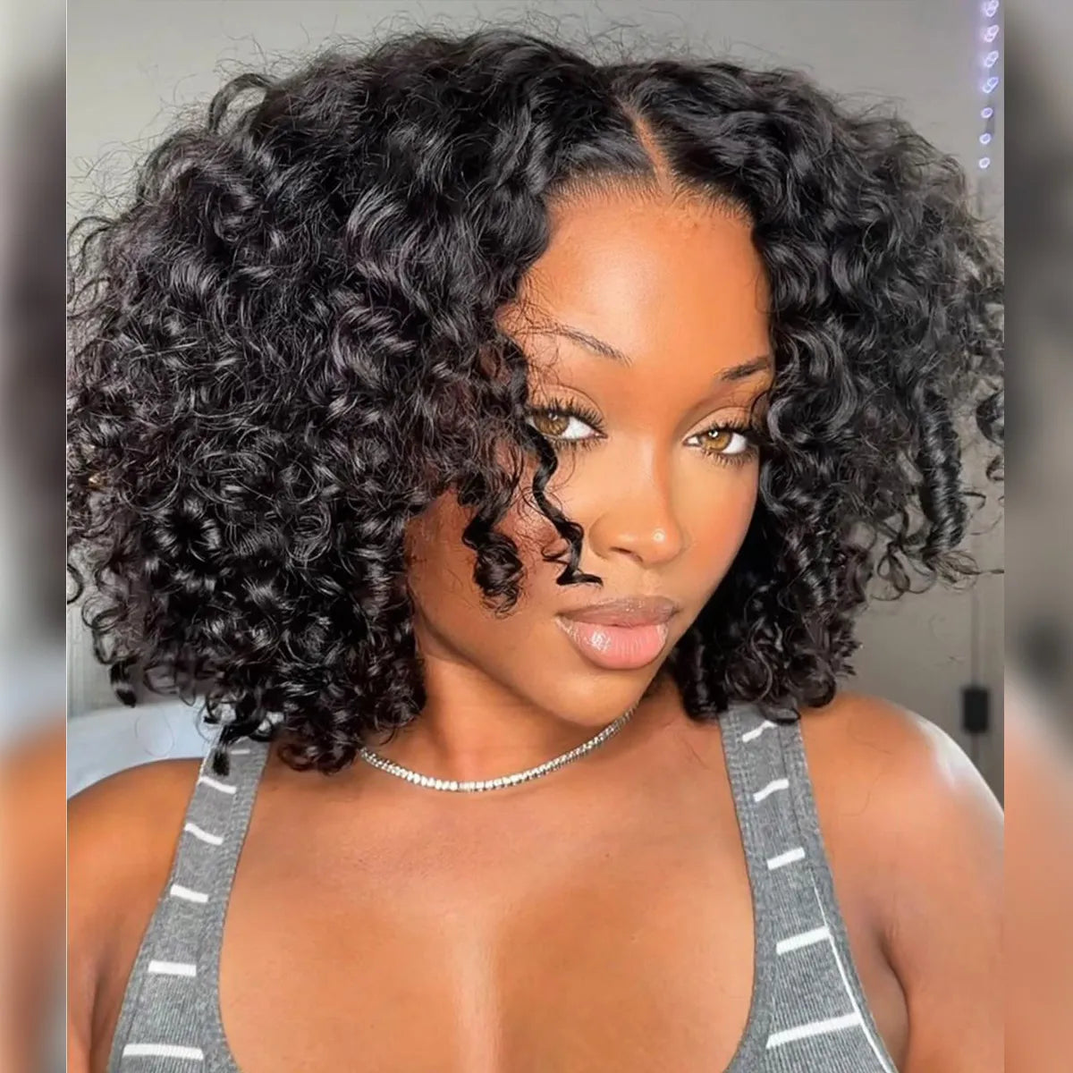 Upgraded 6x5 Glueless Lace Wig Bouncy Water Wave Short Bob Wig Pre-Cut Lace Bleached Knots