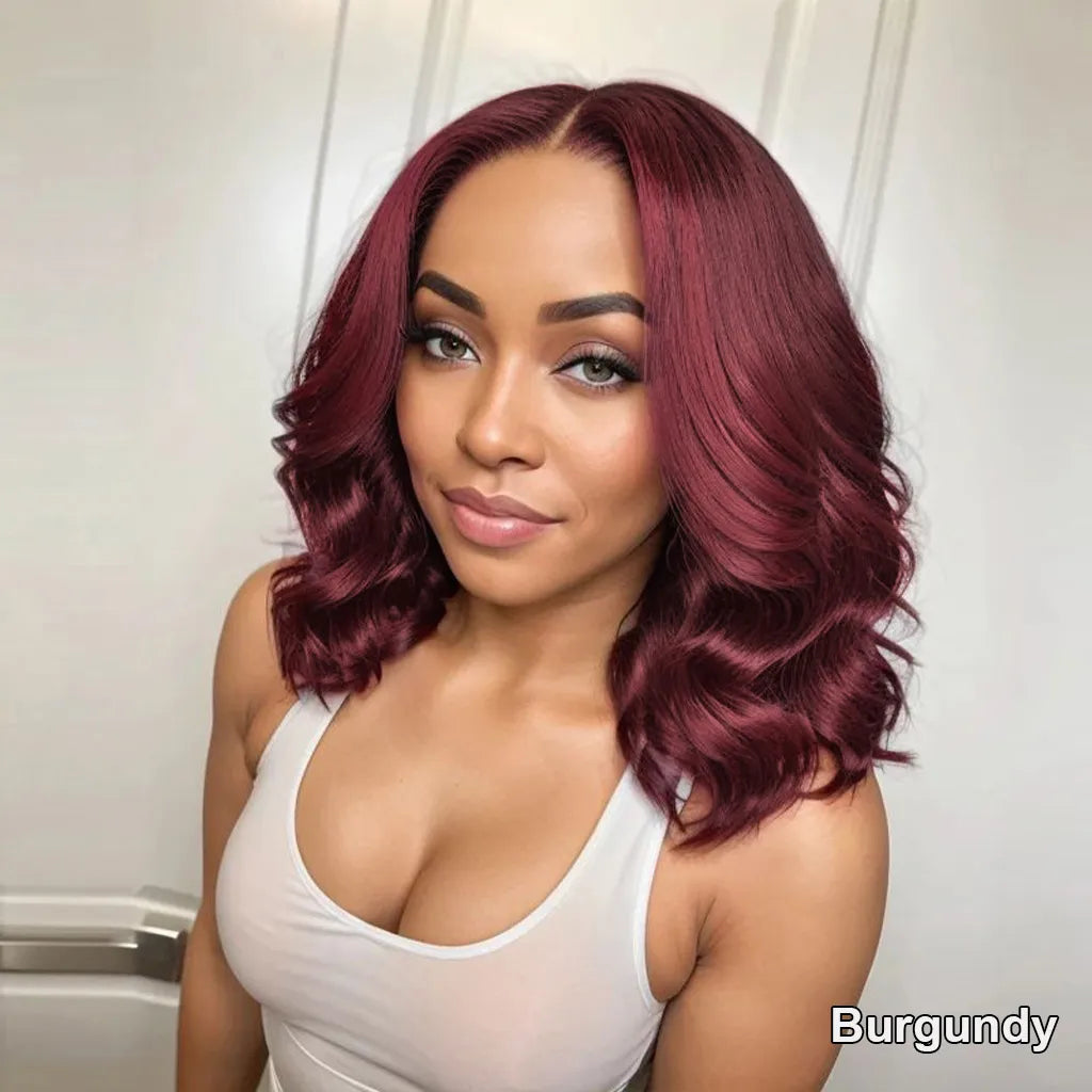 Wear Go Glueless Loose Body Wave Pre-Cut 6x5 Lace Bob Wig Dark Brown/Reddish Brown/99j Color