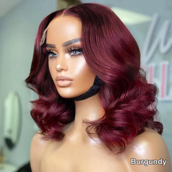 Wear Go Glueless Loose Body Wave Pre-Cut 6x5 Lace Bob Wig Dark Brown/Reddish Brown/99j Color