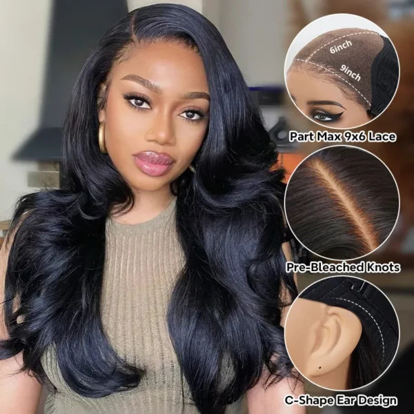 Parting Max 9x6 Lace Ready To Go Glueless Lace Wig C-Cap Body Wave Wigs Pre-Everything Human Hair Wig