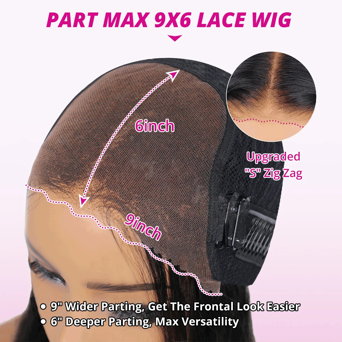 Parting Max 9x6 Lace Ready To Go Glueless Lace Wig C-Cap Body Wave Wigs Pre-Everything Human Hair Wig