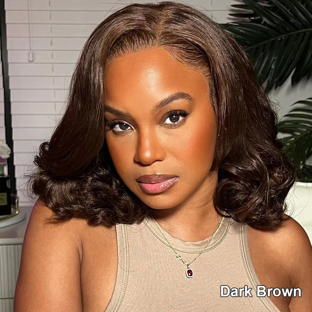 Wear Go Glueless Loose Body Wave Pre-Cut 6x5 Lace Bob Wig Dark Brown/Reddish Brown/99j Color