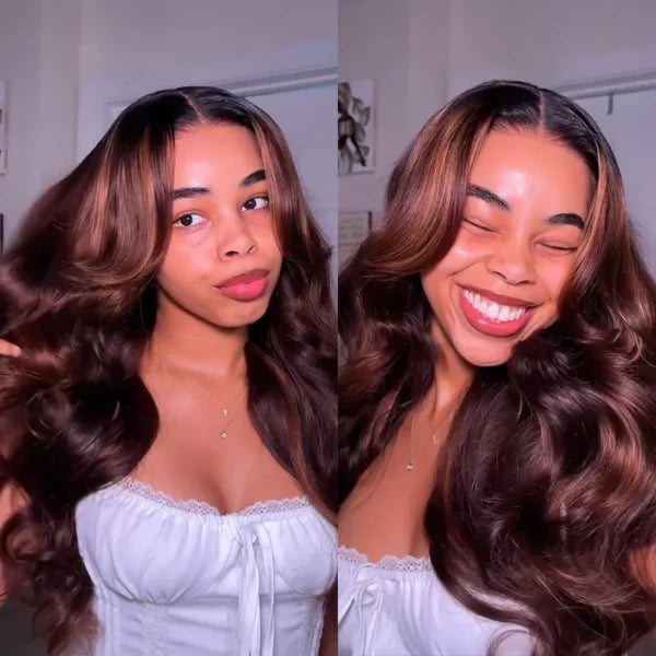 Ready To Go Glueless Honey Blonde Highlight Wig Pre-Cut 6x5 HD Lace Front Wig Bleached Knots