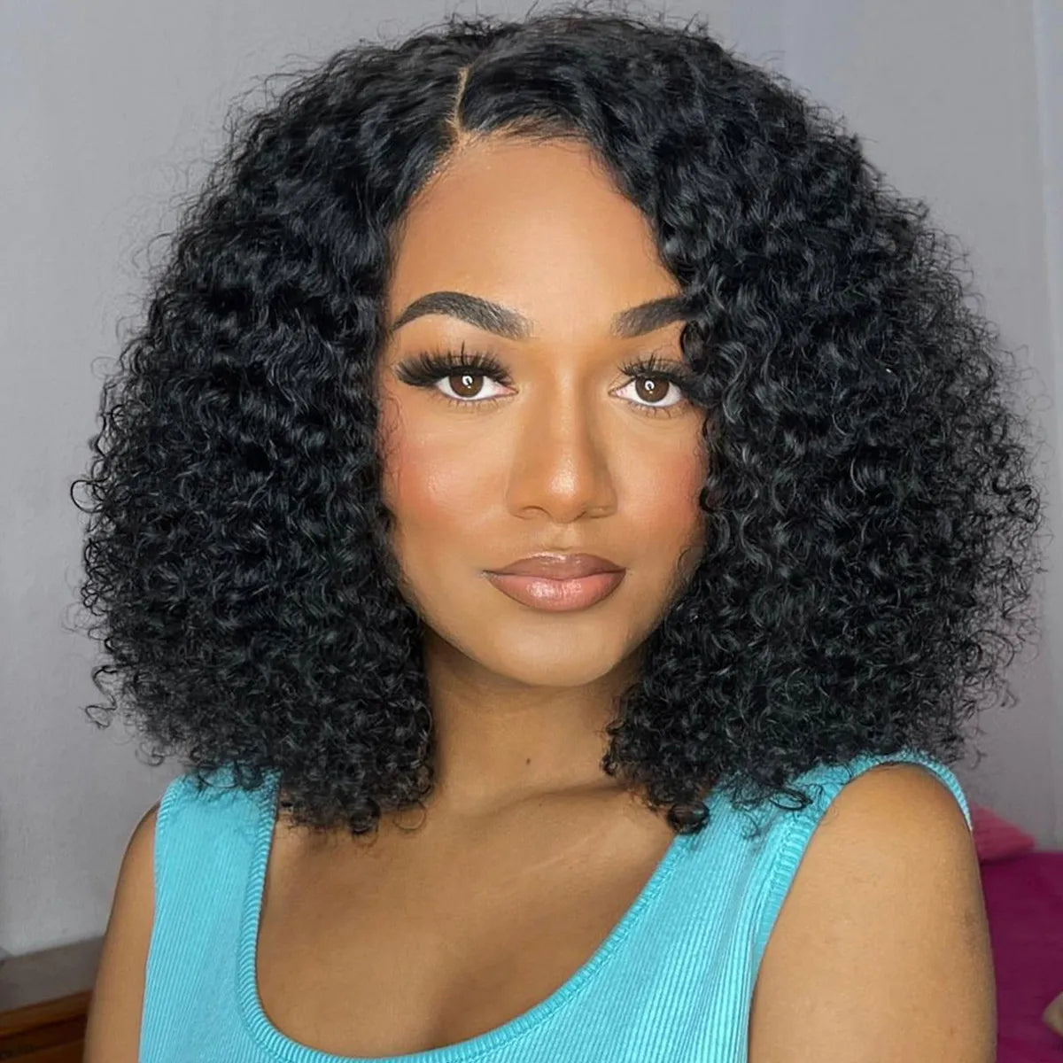 Glueless Kinky Curly 6x5 Lace Closure Short Bob Wig Pre-Cut Lace Wear & Go