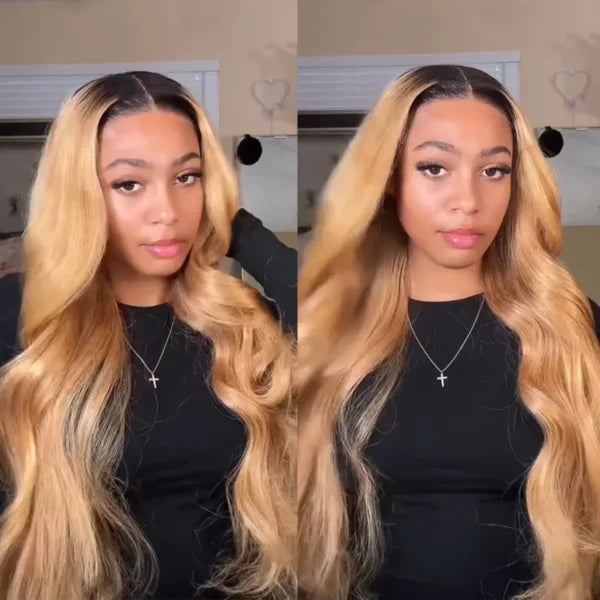 Ombre Honey Blonde Wear Go Glueless Body Wave 6x5 Pre-Cut HD Lace Closure Wig