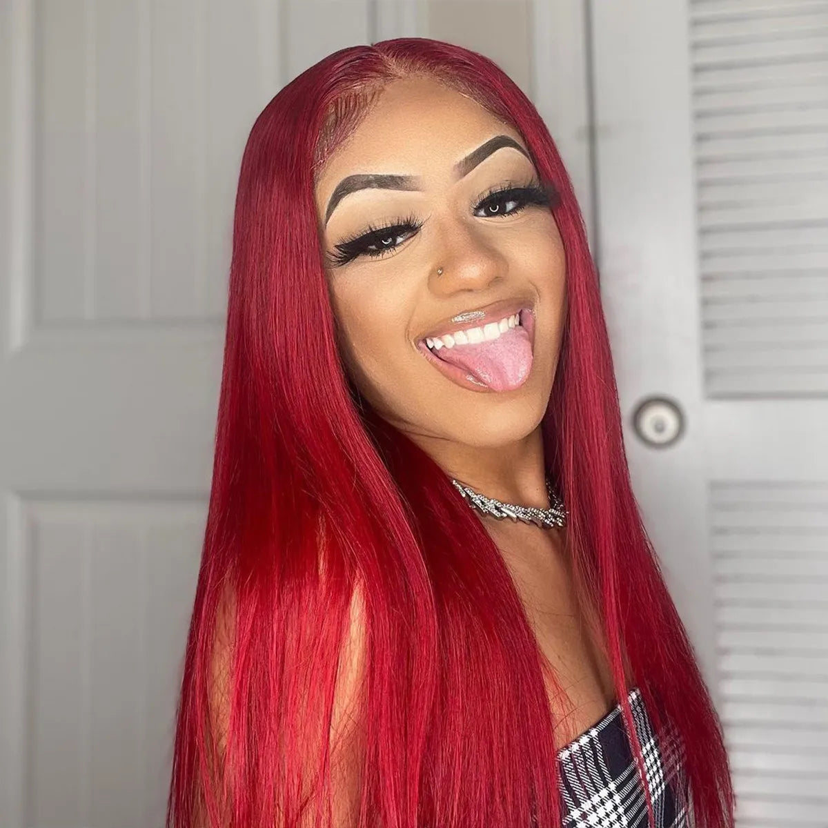 Glueless Red Body Wave Straight Pre-Cut 6x5 Lace Closure Wig Easy To Wear & Go