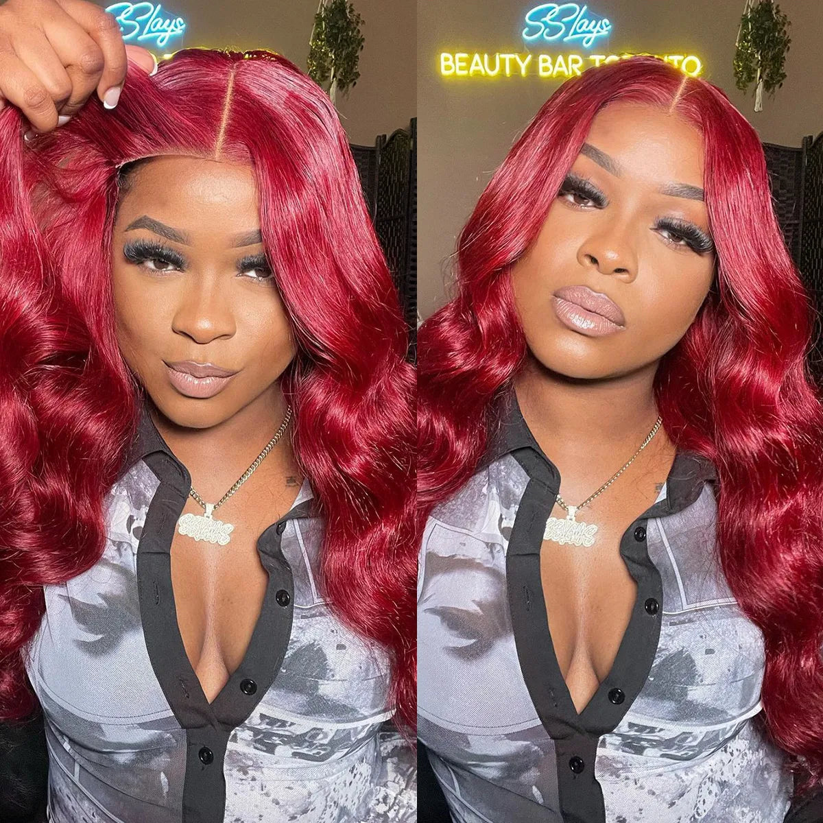 Glueless Red Body Wave Straight Pre-Cut 6x5 Lace Closure Wig Easy To Wear & Go