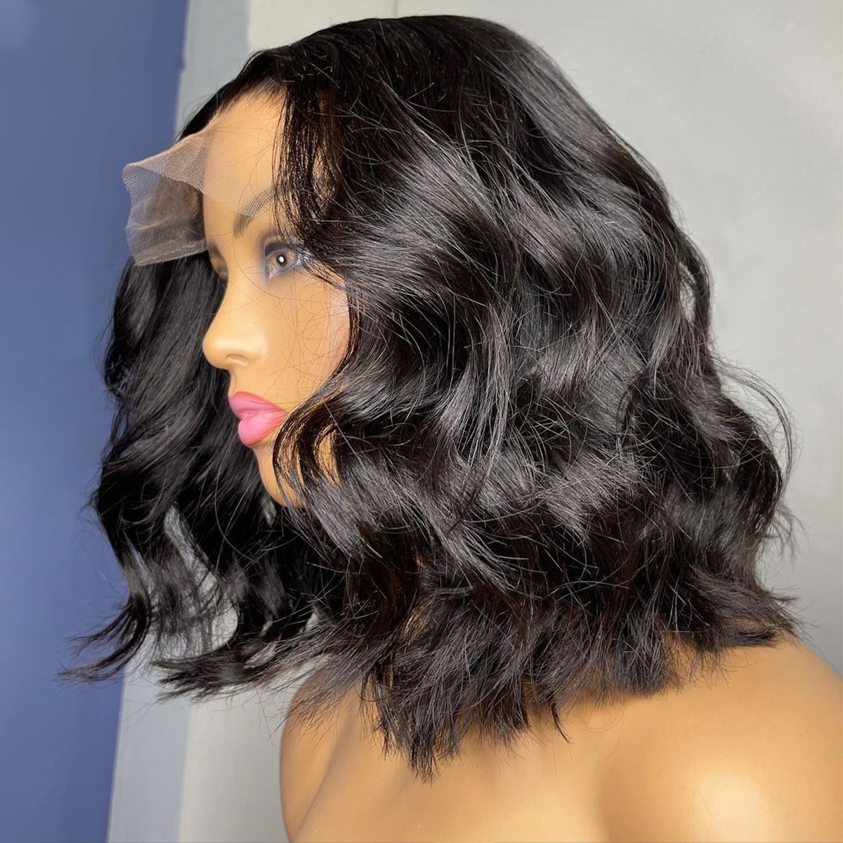 Short Wavy Wave Glueless 6x5 13x4 Lace Front Wigs Bob Wig