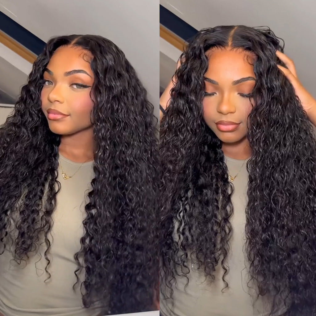 Ready To Go Glueless Pre-cut 6x5 Lace Wig Water Wave Pre-Bleached Knots HD Lace Closure Wig
