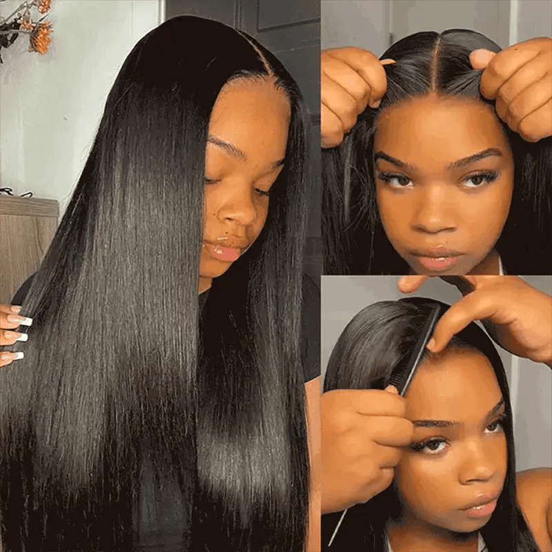 Wear & Go Glueless 6x5 Lace Wig Straight Wig Pre-Bleached Knots Pre-Cut Lace Wig