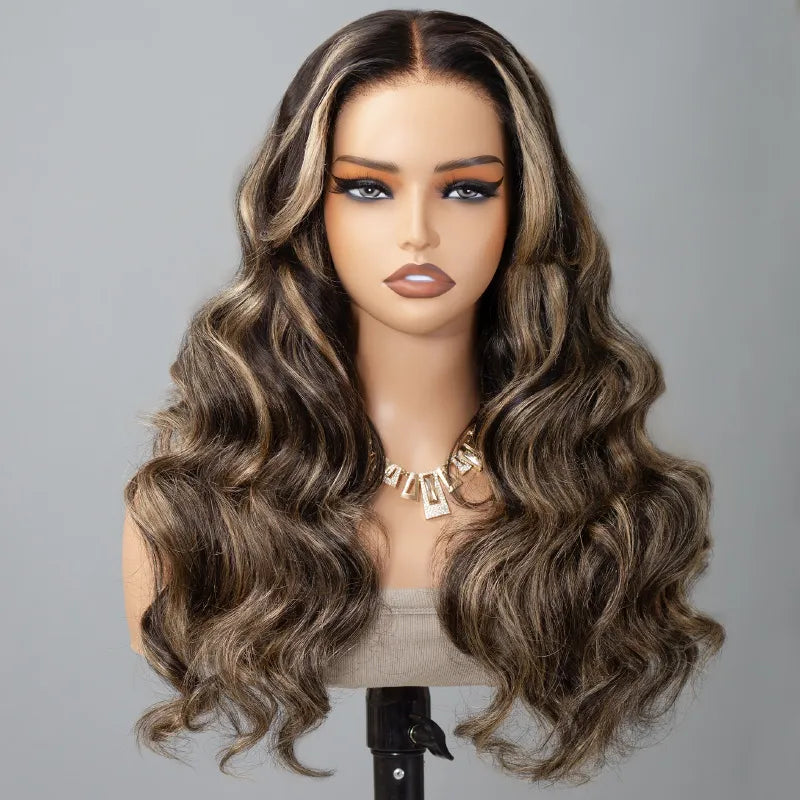 Balayage Honey Blonde Highlight 6x5 13x4 Lace Glueless Wig Body Wave HD Lace Wig