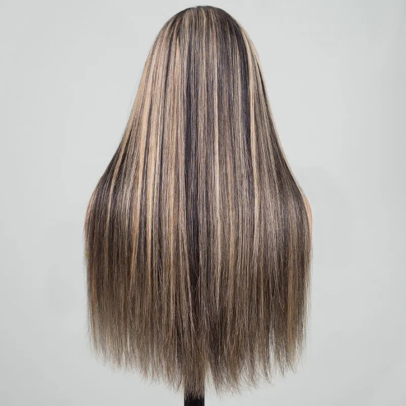 Balayage Honey Blonde Straight Wig Glueless Highlight 6x5 13x4 HD Lace Wig Colored Wig