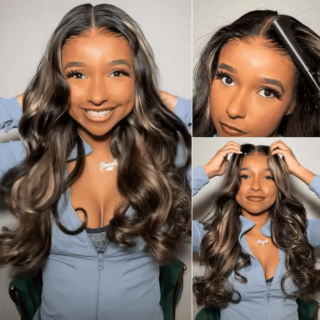 Balayage Honey Blonde Highlight 6x5 13x4 Lace Glueless Wig Body Wave HD Lace Wig