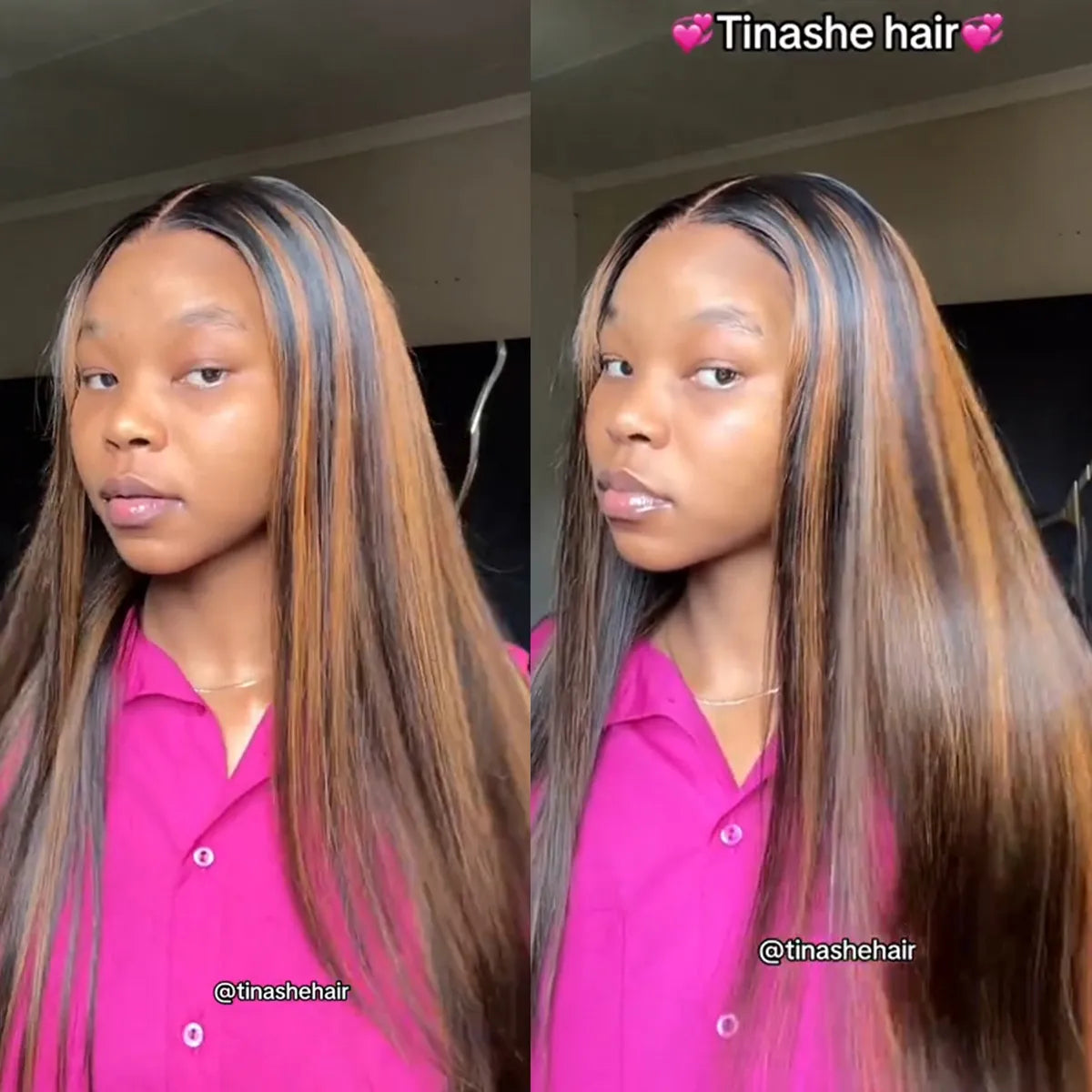 Highlight Straight Hair Honey Brown 6x5 13x4 Glueless HD Lace Front Wigs