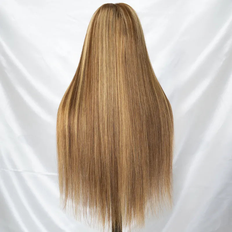 Highlight Honey Blonde Glueless Wig Pre-Cut 6x5 HD Lace Wig Pre-Cut Lace & Bleached Knots