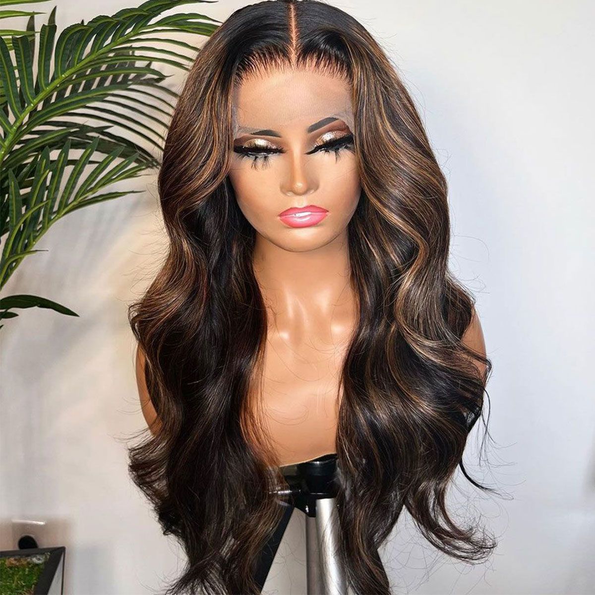 Highlight Honey Brown Body Wave 6x5 13x4 Glueless HD Lace Front Wigs Human Hair
