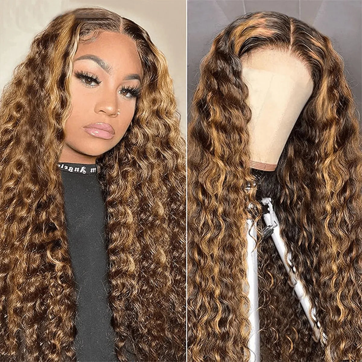 Highlight Honey Blonde Deep Wave 6x5 13x4 Human Hair HD Lace Front Wigs