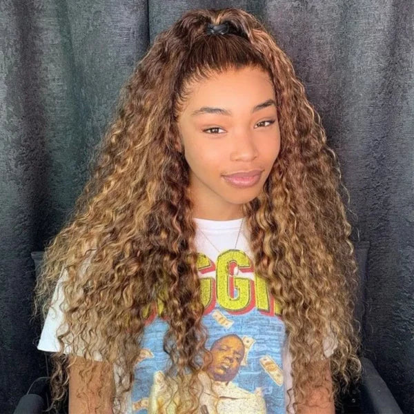 Highlight Honey Blonde Deep Wave 6x5 13x4 Human Hair HD Lace Front Wigs