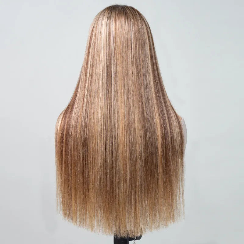Balayage Honey Blonde Glueless Highlight Wig Pre-Cut 6x5 HD Lace Bleached Knots Ready To Go