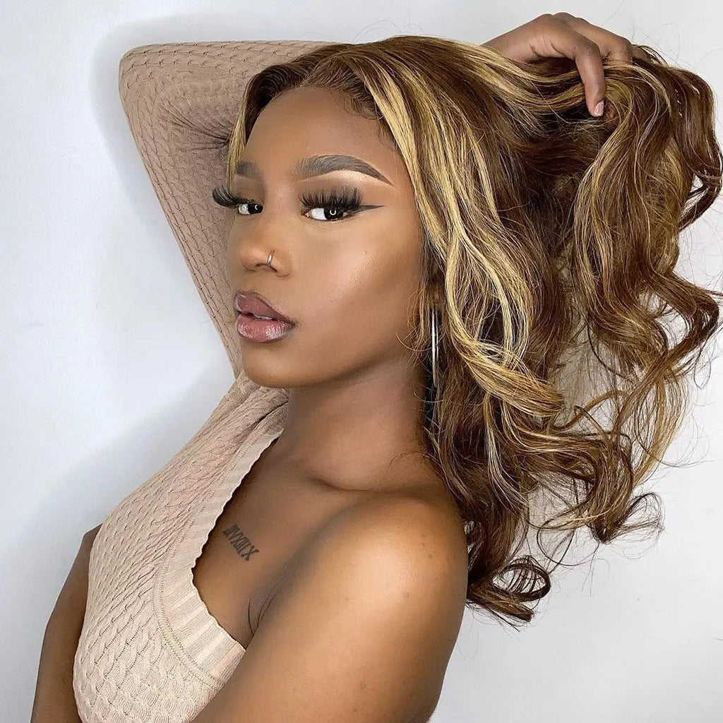Wear & Go Highlight Loose Body Wave Pre-Cut 6x5 HD Lace Short Bob Wig Pre-Bleached Knots