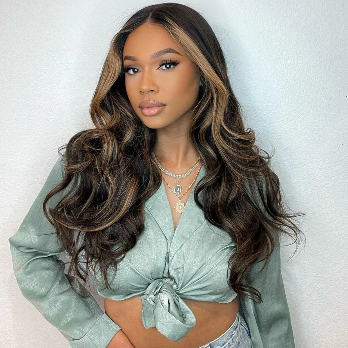 Glueless Honey Blonde Highlight Loose Body Wave 6x5 Pre-Cut HD Lace Closure Wig Put On & Go
