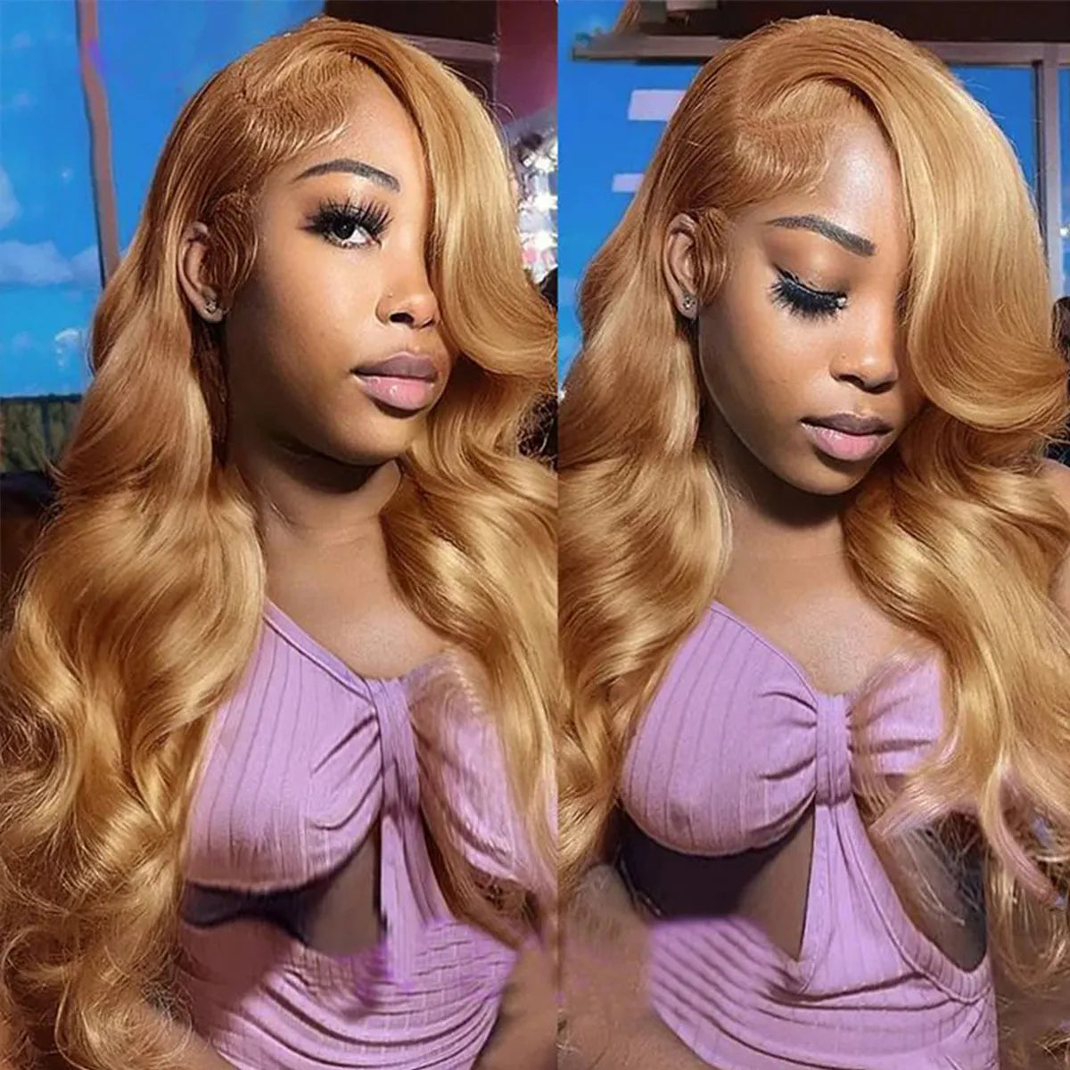#27 Honey Blonde Body Wave Wig 6x5 13x4 HD Lace Front Wig 180% Human Hair Wig