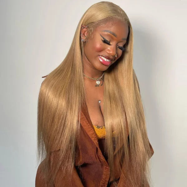Honey Blonde #27 Straight 13x4 HD Lace Full Frontal Wig 180%