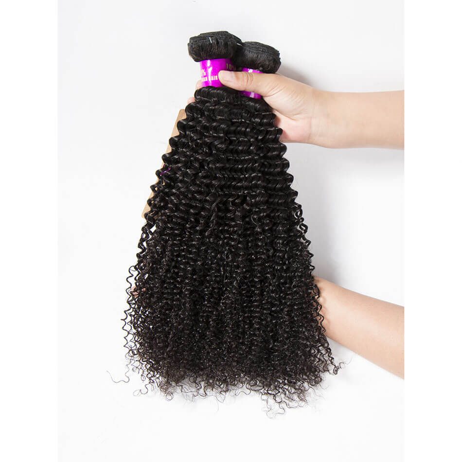 Brazilian Kinky Curly Virign Human Hair 4 Bundles With Closure