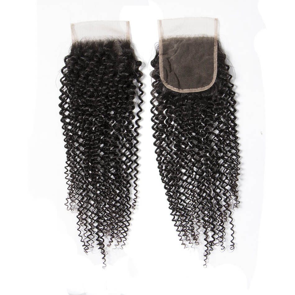 Brazilian Kinky Curly Virign Human Hair 4 Bundles With Closure
